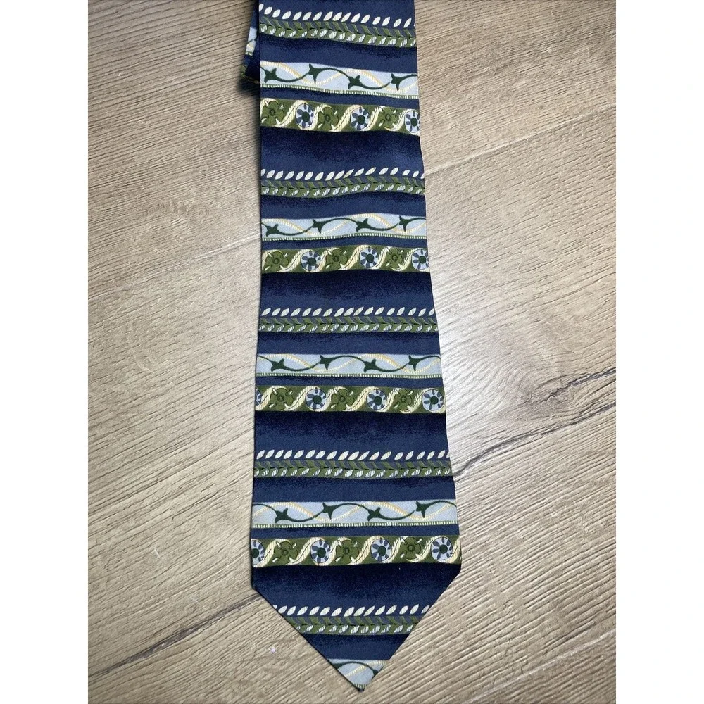 Mens Necktie Silk Made in Italy Zylos George Machado Green/Blue
